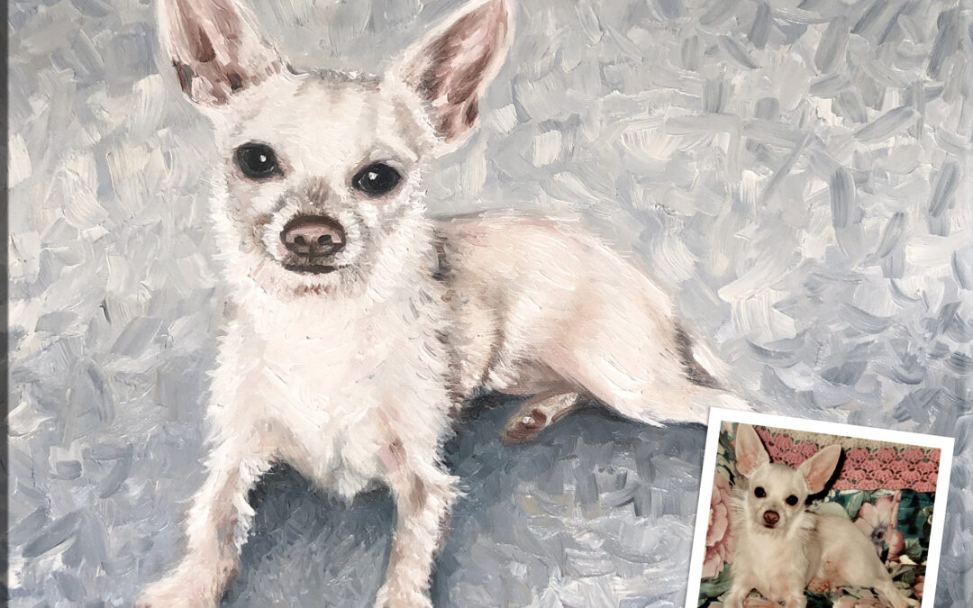 Oil Dog Portrait White Chihuahua