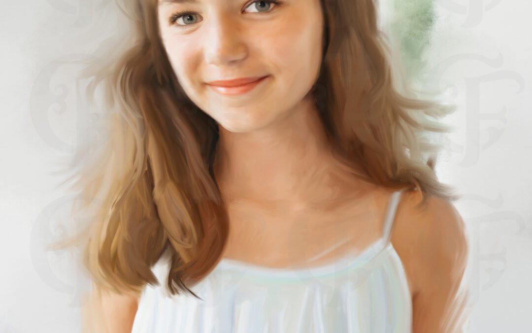 Girl Mix Media Painted Portrait from Photo on Stretched Canvas ,  Alabama