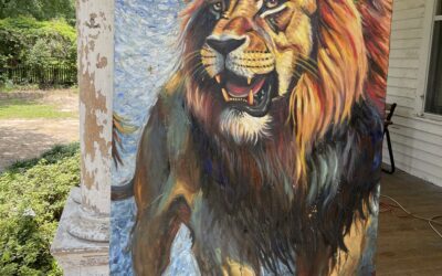 Original Giant Oil Painting of Lion by Carol Ferguson Art